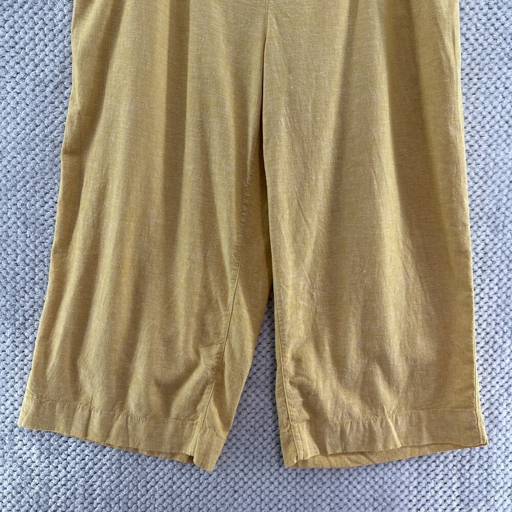 Lane Bryant Wide Leg Crop Pants Women 16 Yellow Mustard Linen Collection MidRise - Picture 4 of 15
